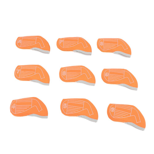 9er Set nummerierte Eisen-Schlägerkopfabdeckungen, Einheitsgröße, Orange 1