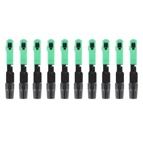 10Pcs Sc/Apc Fiber Optic Connector Embedded Single Mode Component Fiber Optic Quick Connector-Black + Green