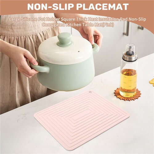 Large Silicone Pot Holder Square Thick Heat Insulation Pad Non-Slip Corrugated Kitchen Table Mat() 1