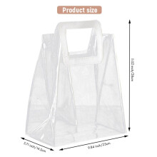 Transparent Tote Bag Pvc Plastic Hand Carry Jelly Bag with Hand Gift Bag Bouquet Packaging Tote Bag(Small)