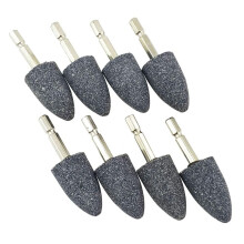 Pedra de Esmeril em Forma de Cone de 8 Peças - Ponto de Esmeril Montado em Pedra Abrasiva de Haste Hexagonal de 1/4 Polegada para Broca de Ferramenta