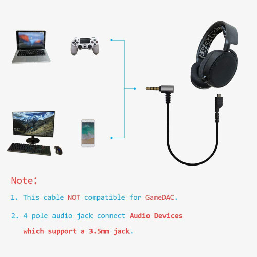 Audio Cable Flexible Stereo Gaming Headset Cord Replacement for  Arctis 3/5/7 Pro Gaming Headset 2