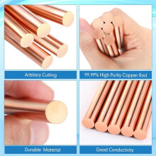 6Pcs Pure Copper Round Rod 3.94inch Length 0.39inch Diameter Bare Solid Metal Rod Copper Bar Lathe Bar Stock