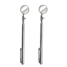 Circular Telescoping Pocket Inspection Mirror, 30mm Diameter, 4-1/2 Inch to 18 Inch Extended Handle Length (Pack of 2)