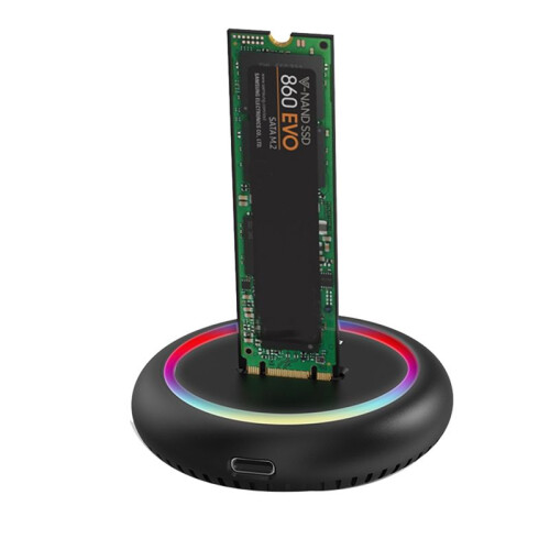 Blueendless Dual Protocol Ssd M 2 Docking Station Rgb Led Light M.2  USB C Ssd Case Nvme+Ngff Hdd Ssd Docking Station
