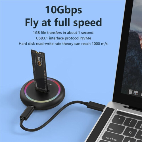 Blueendless Dual Protocol Ssd M 2 Docking Station Rgb Led Light M.2  USB C Ssd Case Nvme+Ngff Hdd Ssd Docking Station 2