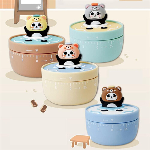60 Min. Mechanical Kitchen Timer Panda Bathroom Manual Timer Cooking Baking Timer Children Brown 2