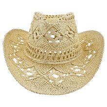 Straw Cowboy Hats for Women Western Cowgirl Hat for Holiday Party Foldable Vacation Beach Sun Hat with Wide Brim C