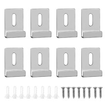 8Pcs Mirror Clips for Wall Mounting, Metal Mirror Holder Clips Hooks Frameless Wide Channel Mirror Retainer Clips