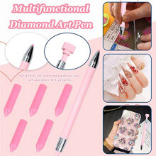 34 Pcs Diamond Painting Pens Kit, 2 Pcs Refillable Wax Pen with 32 Pcs Wax, Rotating Glue Point Drill Pen( & White)