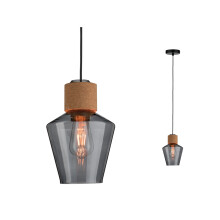 Paulmann 79740 Neordic Edla pendant luminaire max. 1x20W pendant lamp for E27 lamps ceiling lamp smoke glass/cork/black 230V without lamp