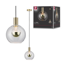 Paulmann 79725 Neordic Esben pendant luminaire max. 1x20W pendant lamp for E27 lamps ceiling lamp clear/brushed brass 230V glass/metal without lamp