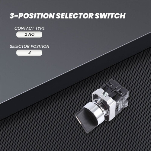 22mm Latching 2 NO 3-Position Rotary Selector Select  ZB2-BE101C Black 2