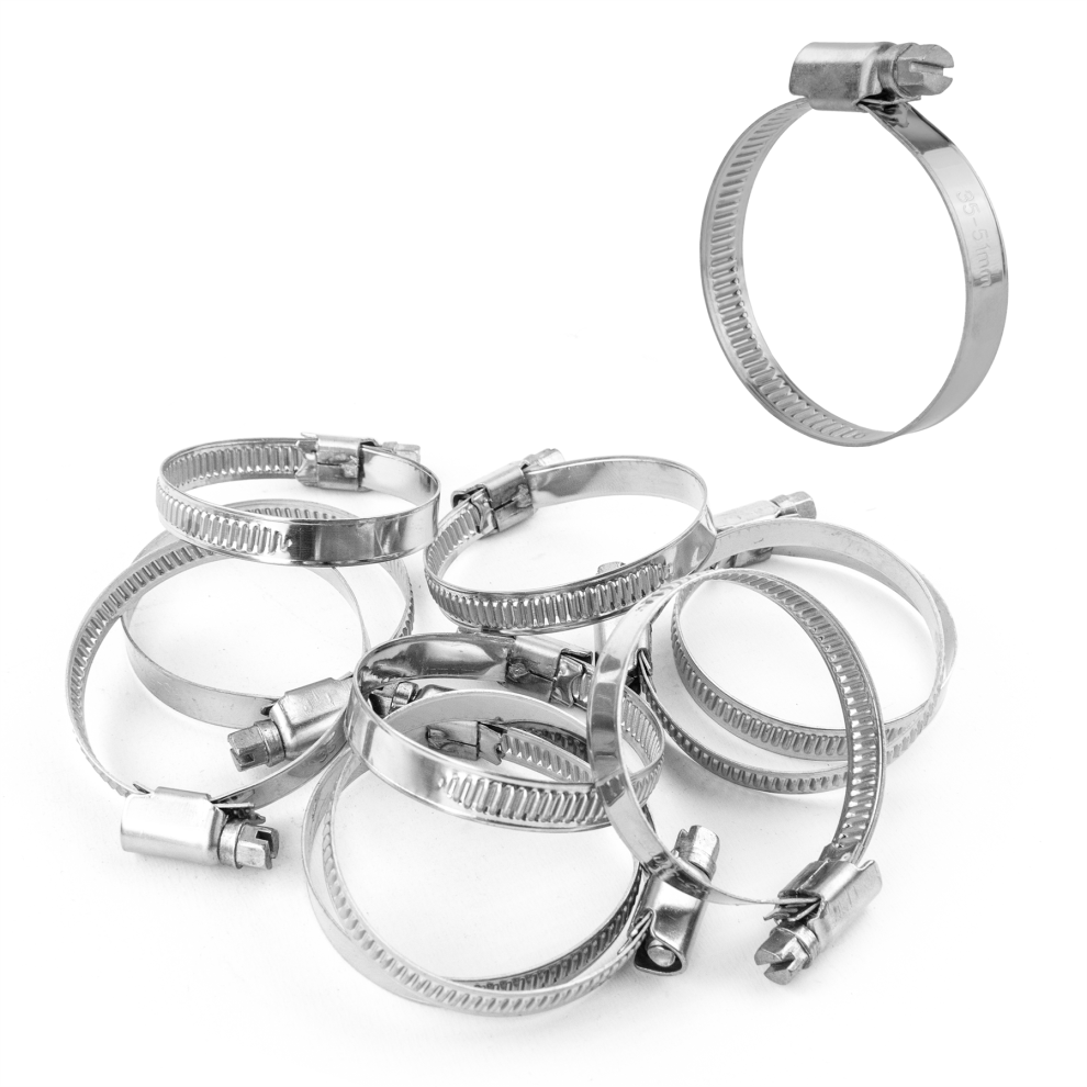 Kct (Pack Of 10) 35-51Mm Stainless Steel 304 Adjustable Clip Dishwasher Machine Hose Pipe Clamp