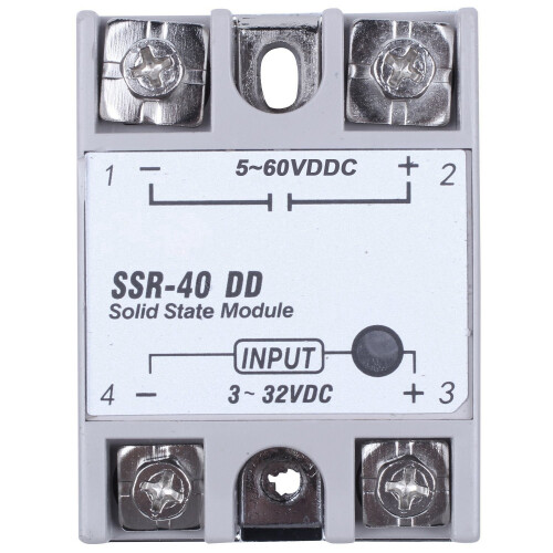 Single Phase Solid State Relay - SSR-40DD 40A DC3-32V DC5-60V White+Silver