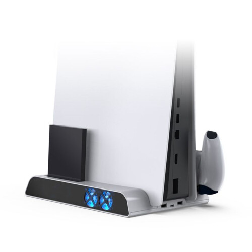 For PS5/Slim/Pro Multi-Function Cooling Base with Dual Wireless Controller Charger Mobile Hard Disk Storage Rack 1