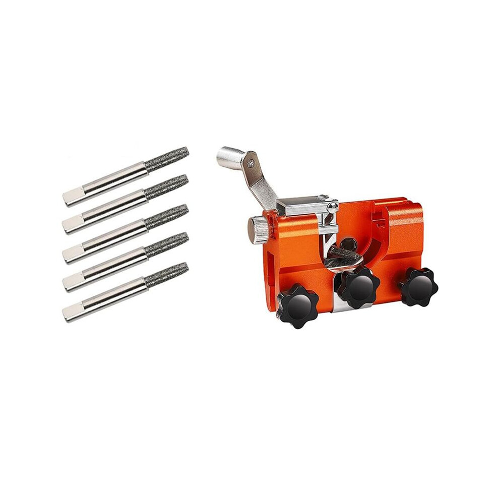 Chainsaw Sharpener Jig, Portable Chainsaw Chain Sharpening Kit With 5 Sharpen Rods For Chain And Electric Saws 6034021322388