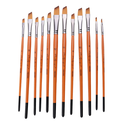 Conjunto de 12 cepillos para el cabello de nylon - Plano/Filbert/Redondo 1