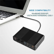 USB Optische Geluidskaart 6 Kanaals 5.1 Externe Reverb Geluidskaart Converter 48Khz Sampling Rate Ondersteuning Win7 Zwart