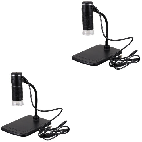 2Pièces Loupe Microscope Electronique USB Noir 1080P Portable LED 2
