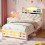 3ft Single Upholstered Velvet Bed Frame, LED Bed Frame with Charging Station & Diamond Tufted Headboard 8