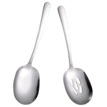 6Pcs Portable Stainless Steel Slotted Serving Spoons for Home Use