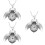 3Pcs Silver Beetle Designed Pocket Watch Retro Hanging Chain Pendant 7