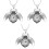 3Pcs Silver Beetle Designed Pocket Watch Retro Hanging Chain Pendant 3