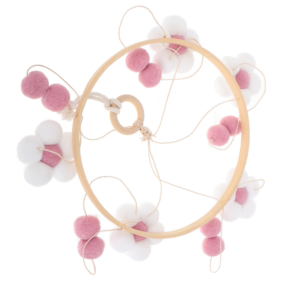 4Pcs Pom Flower Mobile Arm For Wooden Hanging Pink Solustre