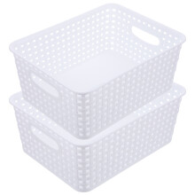 4Pcs PP Mini Storage Baskets White Plastic Organizer for Household