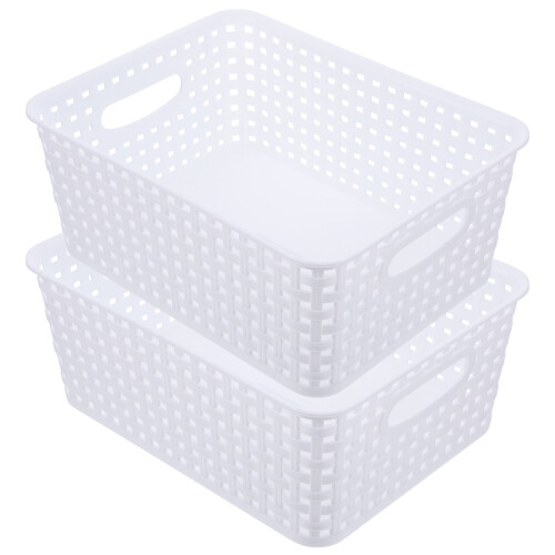 4Pcs PP Mini Storage Baskets White Plastic Organizer for Household 2