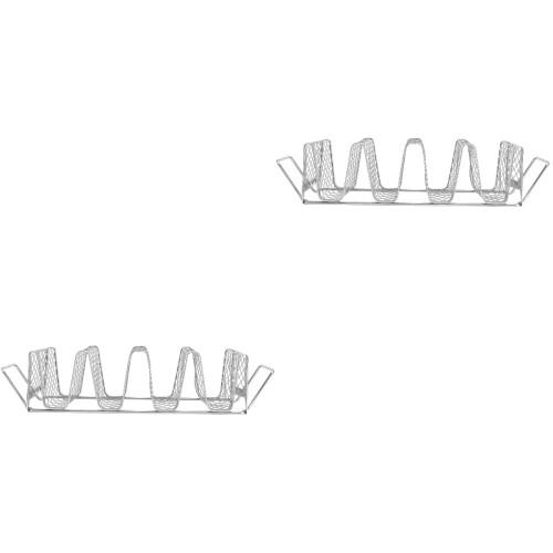 2Pcs Compact Stainless Steel Taco Rack Silver Pancake Display Stand 2