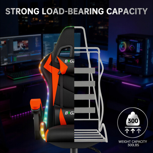 (Red) Ergonomic Gaming Chair With LED Lighting Effects 2