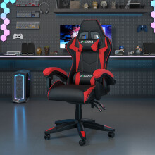(Rot)Ergonomischer Gaming Stuhl mit Kopfstütze und Lendenstütze