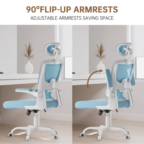 (Blue C) Ergonomic Office Chair With Adjustable Headrest 2
