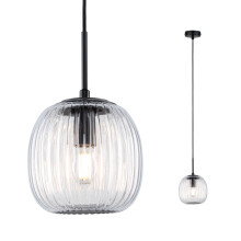 Paulmann 71147 Selection Bathroom pendant luminaire Ruya IP44 E14 230V max. 20W glass, Black matt, bathroom lighting – lamp not included