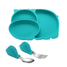 2Pièces Assiette Silicone Bébé Pour Repas Enfants
