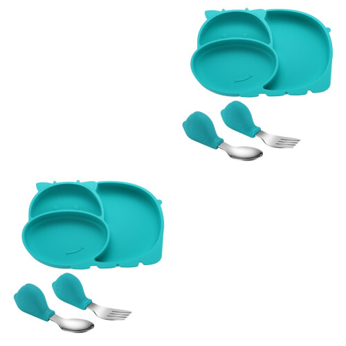 2Pièces Assiette Silicone Bébé Pour Repas Enfants 2