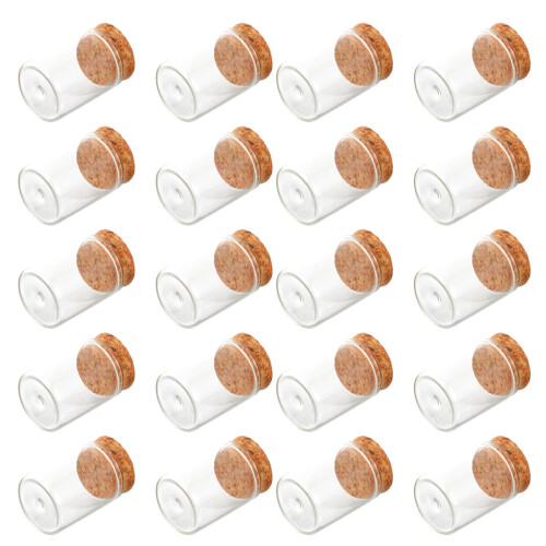 96Pièces Mini Flacons Verre Bouchon Bois Pour Mariage DIY