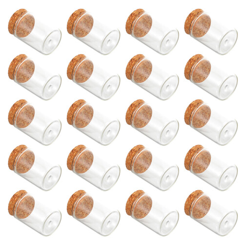 96Pièces Mini Flacons Verre Bouchon Bois Pour Mariage DIY 2