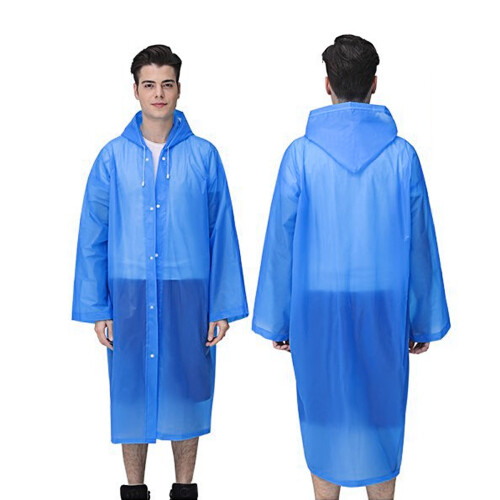 2Pcs Blue Waterproof Breathable Raincoat for Adults with Drawstring 1