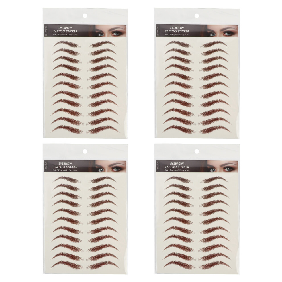 Vaguelly Brown 12Sheets Eyebrow Tattoos Stickers Reusable Natural-Look Eyebrows