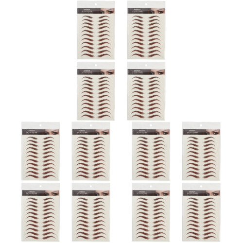 12Sheets Brown Eyebrow Tattoos Stickers Reusable Natural-Look Eyebrows 1