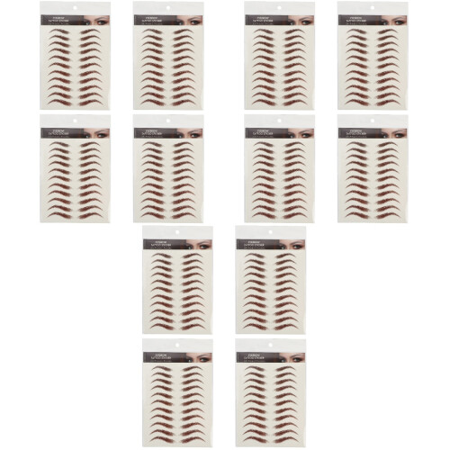 12Sheets Brown Eyebrow Tattoos Stickers Reusable Natural-Look Eyebrows 2