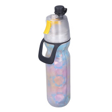 Bouteille d'eau à brumisation PE 550 ml, réutilisable, refroidissante, sportive, jaune