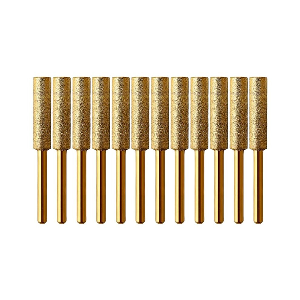 12Pcs Diamond Coated Cylindrical Burr 5.5Mm Chainsaw Sharpener Stone File Chain Saw Sharpening Carving Grinding Tools 4711095337006