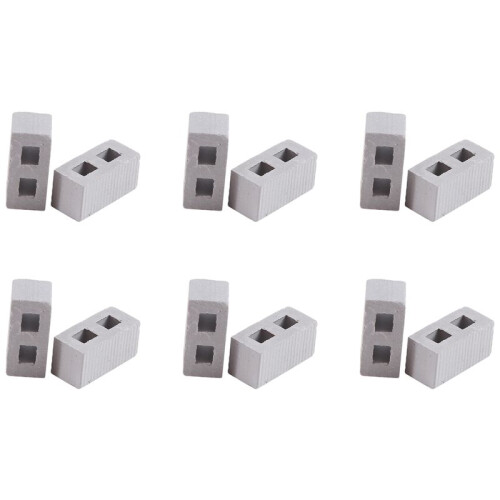 60 Packs Cinder Blocks 1/12 Scale  Bricks Concrete Miniature Bricks Tiny Landscaping Dollhouse Accessories