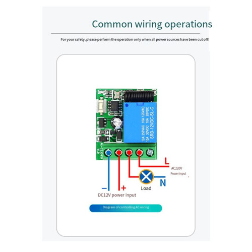 433Mhz Wireless Remote Control   12V 1CH Relay Receiver Module for Home Automation Black 2