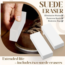5 Piece Suede and Nubuck Cleaning Kit with Brass & Nylon Brushes, 2 Suede Eraser, Microfiber Towel for Shoes, Boots,Bags