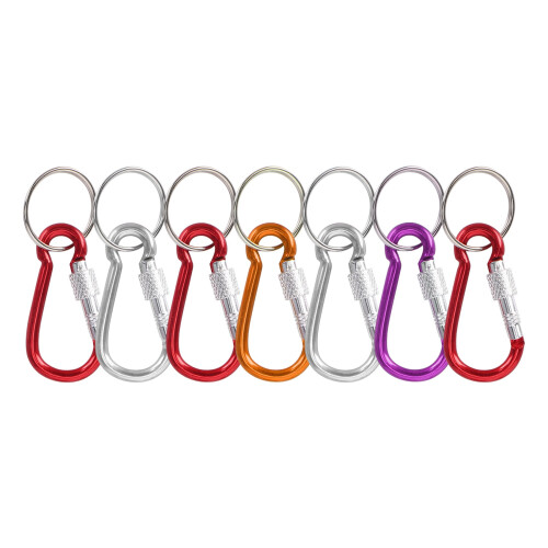 7 Pcs 5# Screw Lock  Multicolor Aluminum Carabiner Hook w Keyring